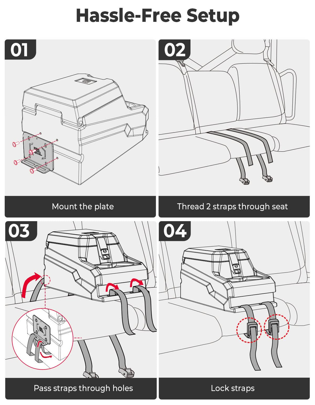 UTV Bench Seat Center Console Box for Polaris Ranger XP 1000 / Crew 2017-2026 / Uforce / Pionner - view 7