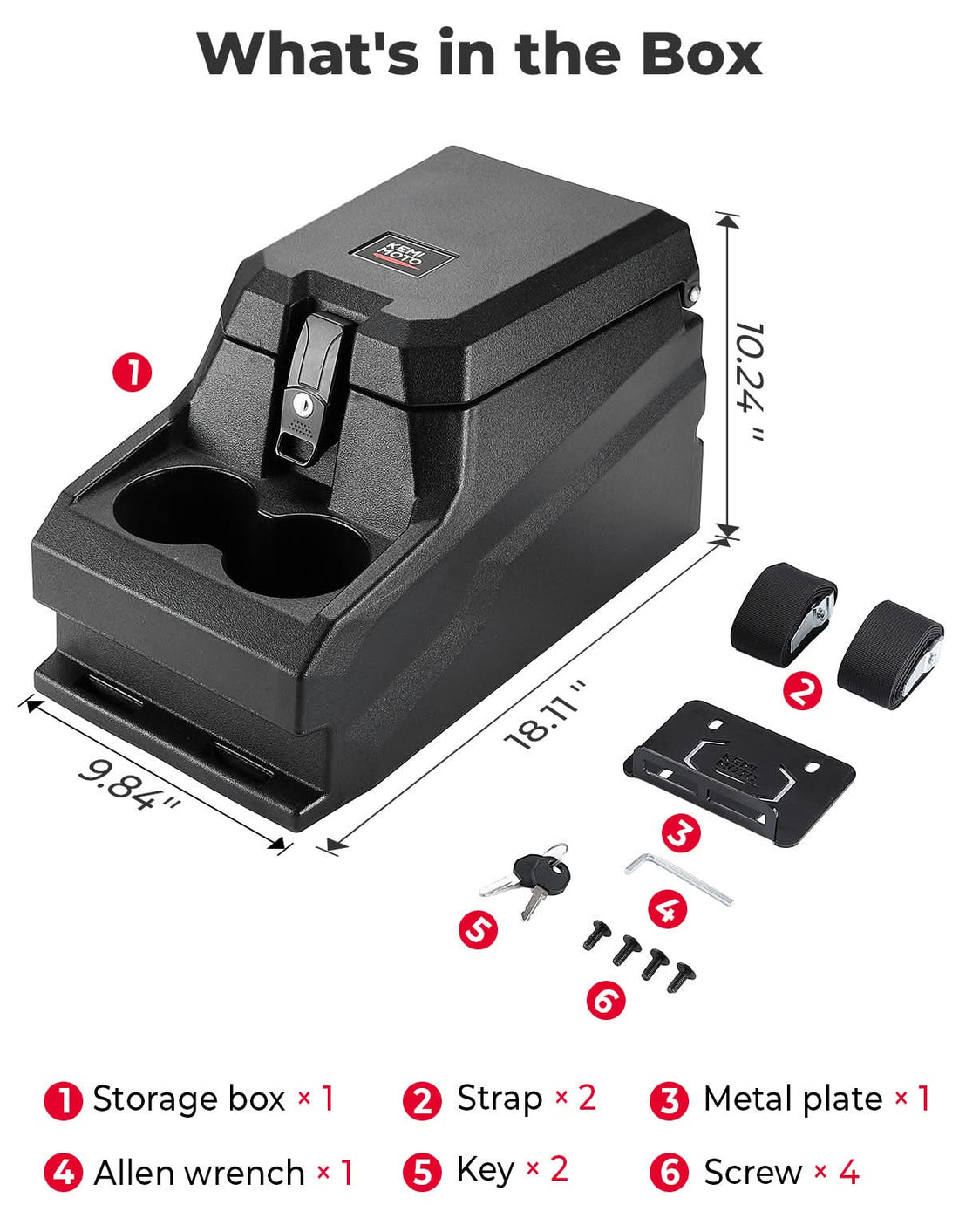 UTV Bench Seat Center Console Box for Polaris Ranger XP 1000 / Crew 2017-2026 / Uforce / Pionner - view 8
