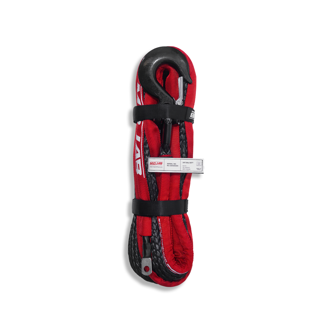 MOJAB 3/8'' x 85' Synthetic Winch Rope with Forged Hook