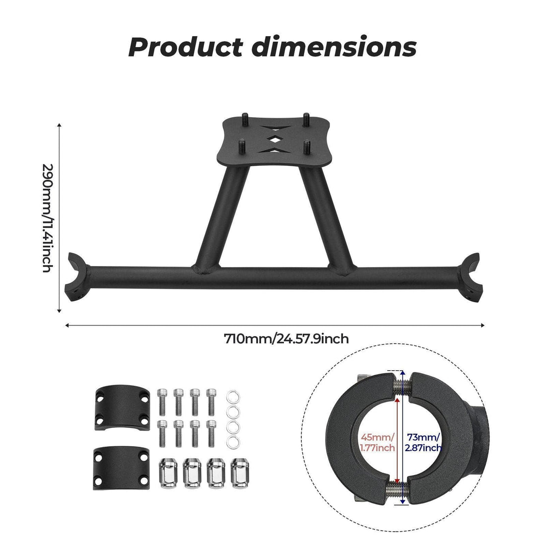 Spare Tire Carrier Mount & Side Nerf Bars Rock Sliders for Polaris RZR XP 1000 - view 7