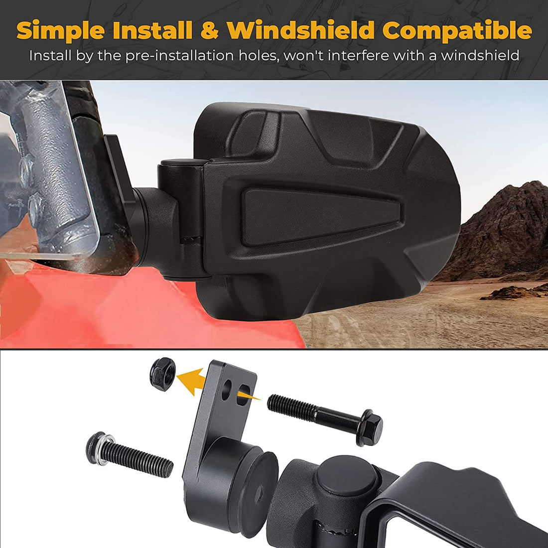 Folding Side Mirrors for Polaris RZR XP 900 1000 Turbo 2014-2023 - view 4