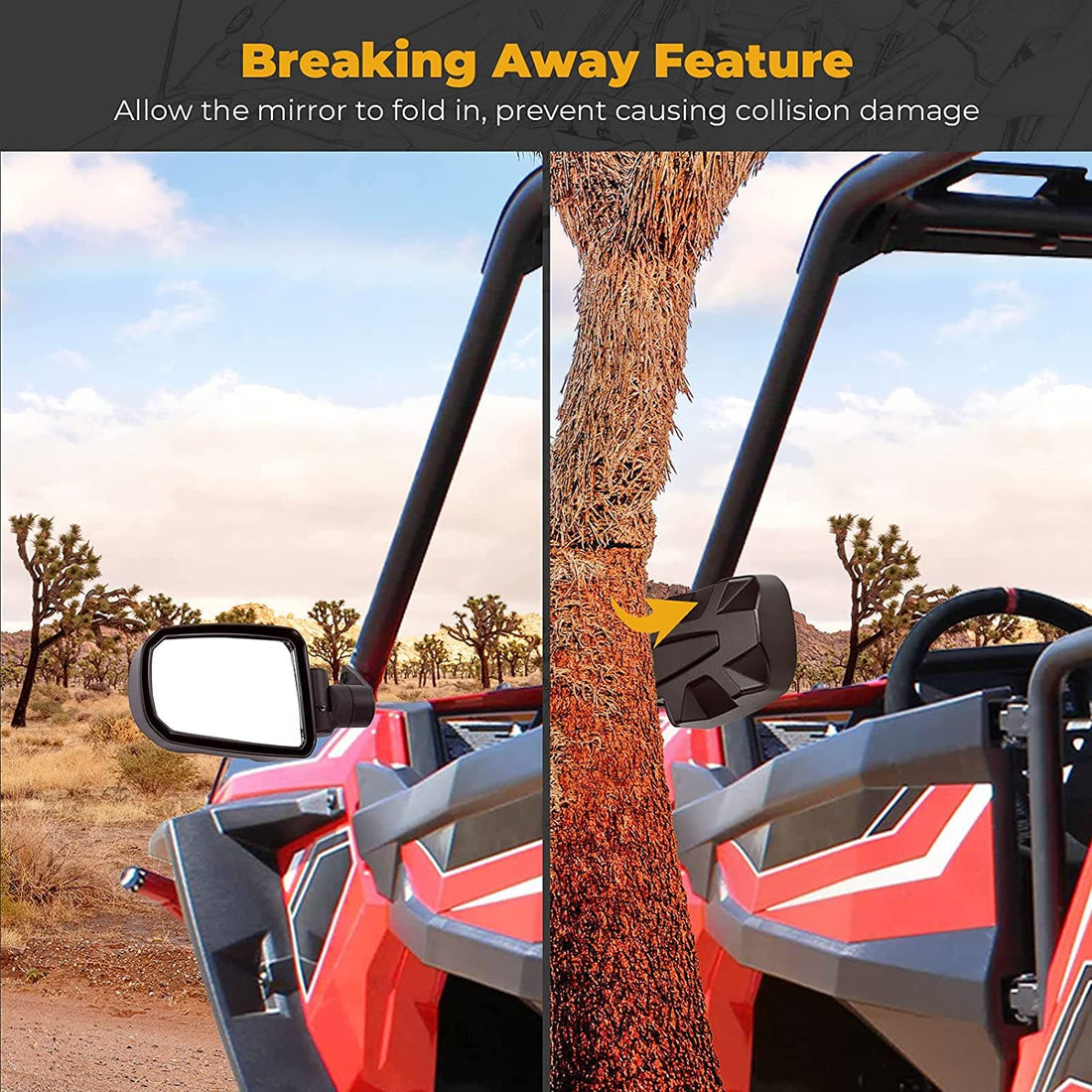 Folding Side Mirrors for Polaris RZR XP 900 1000 Turbo 2014-2023 - view 5