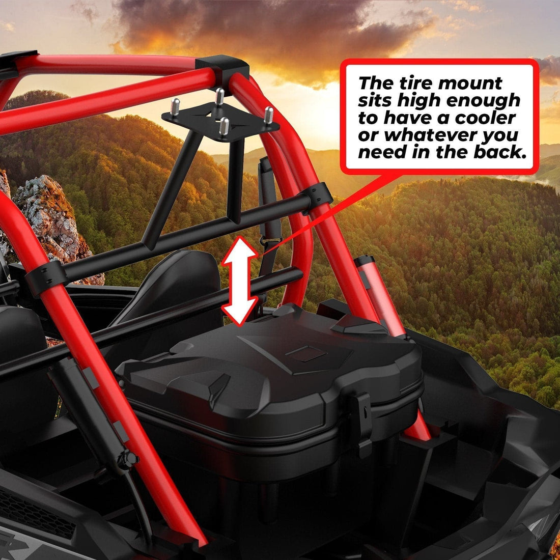 Spare Tire Carrier Mount & Side Nerf Bars Rock Sliders for Polaris RZR XP 1000 - view 4