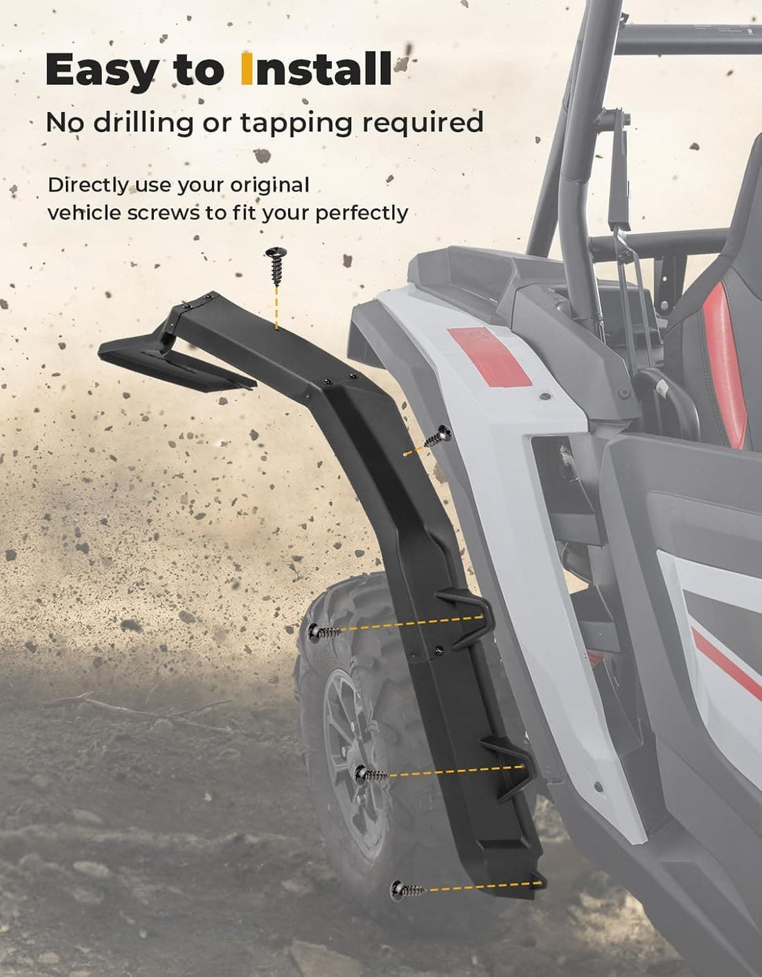 Fender Flares 8.5" Extended Mud Flaps for 2024-2026 Polaris RZR XP 4 1000 (4PCS) - view 5