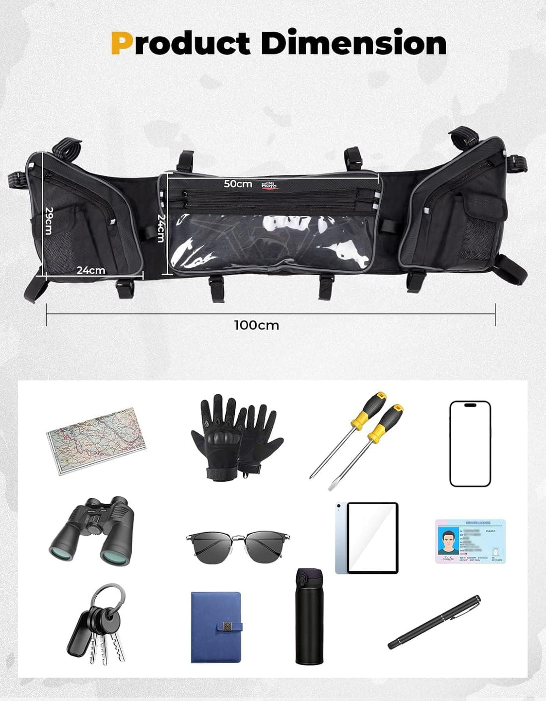 UTV Roof Bag Overhead Storage Bag for Polaris RZR XP 1000 /4 2024-2025 - view 3