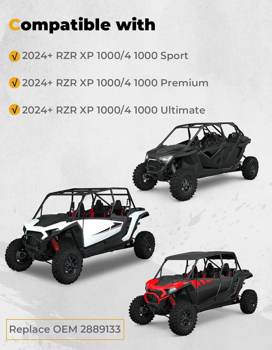 Fender Flares 8.5" Extended Mud Flaps for 2024-2026 Polaris RZR XP 4 1000 (4PCS) - view 6