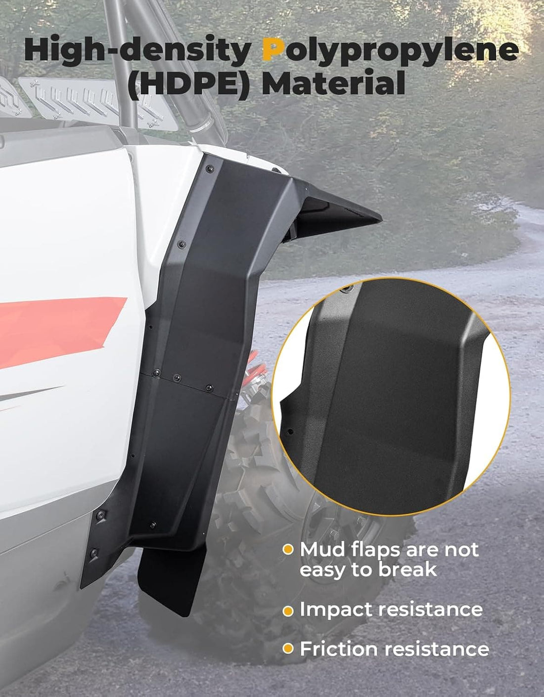 Fender Flares 8.5" Extended Mud Flaps for 2024-2026 Polaris RZR XP 4 1000 (4PCS) - view 3