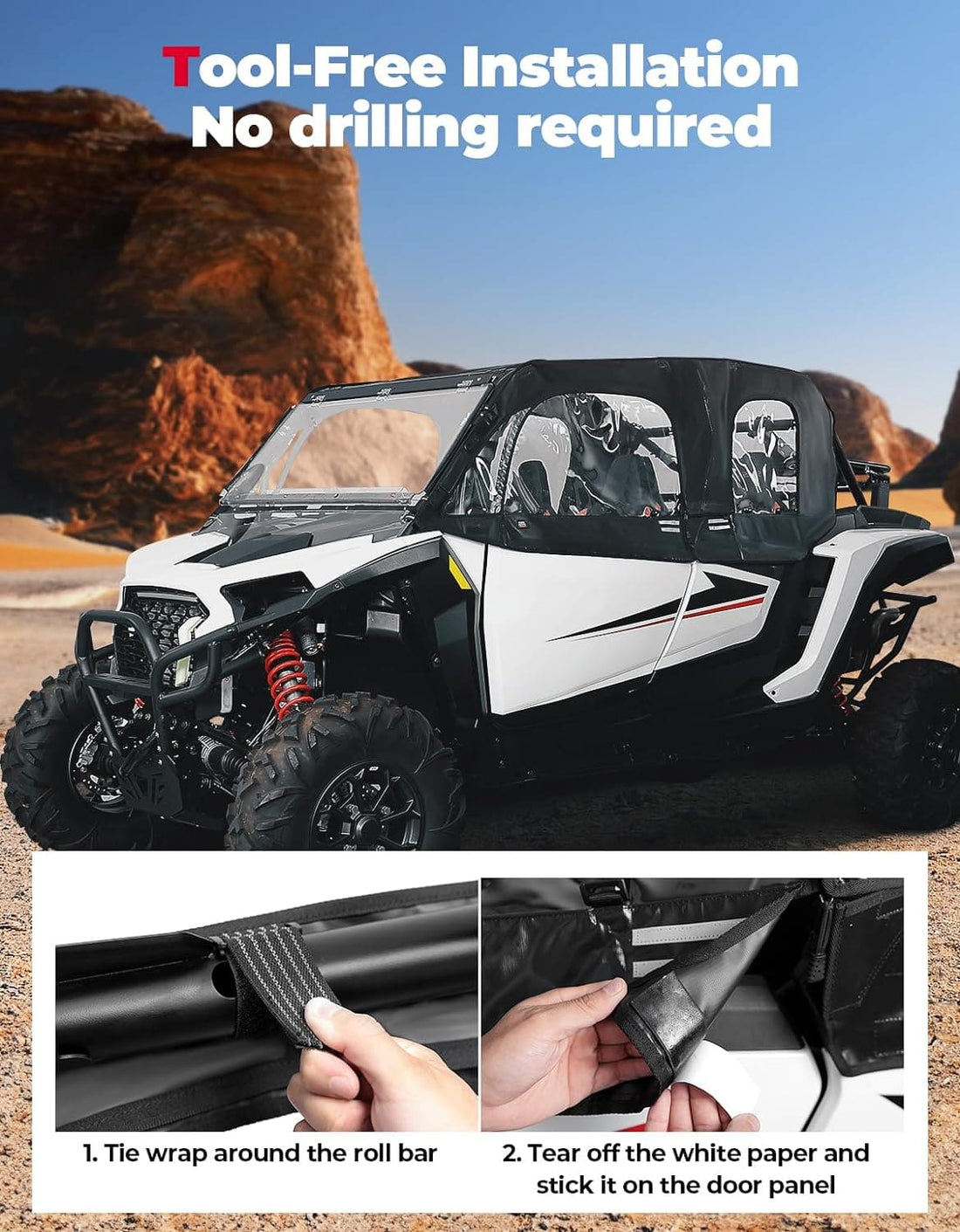 Soft Cab Enclosure Upper Doors for Polaris RZR XP 4 1000 2024-2025 - view 6