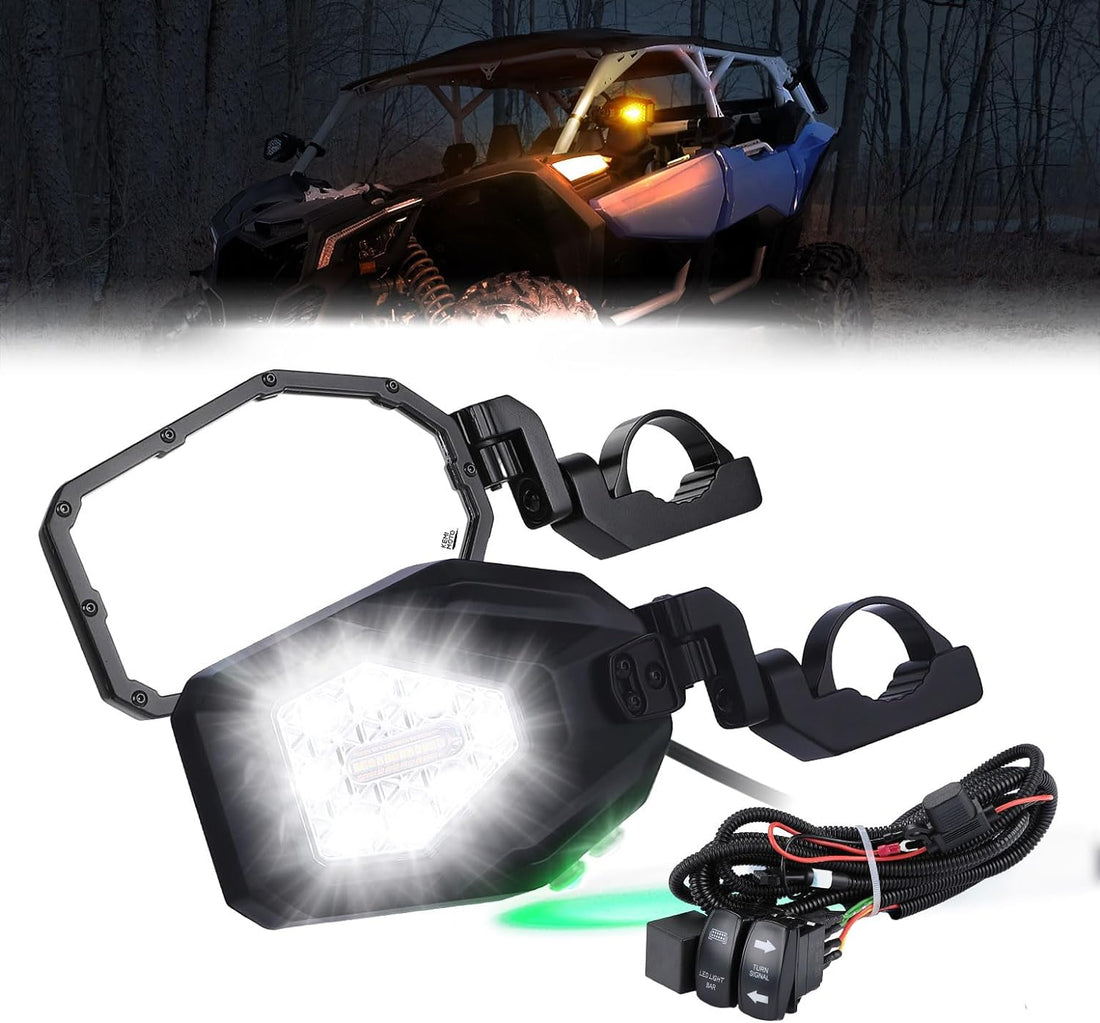 UTV LED Lighted Side Mirrors with Flowing Turn Signal for Polaris General XP 1000 - view 1