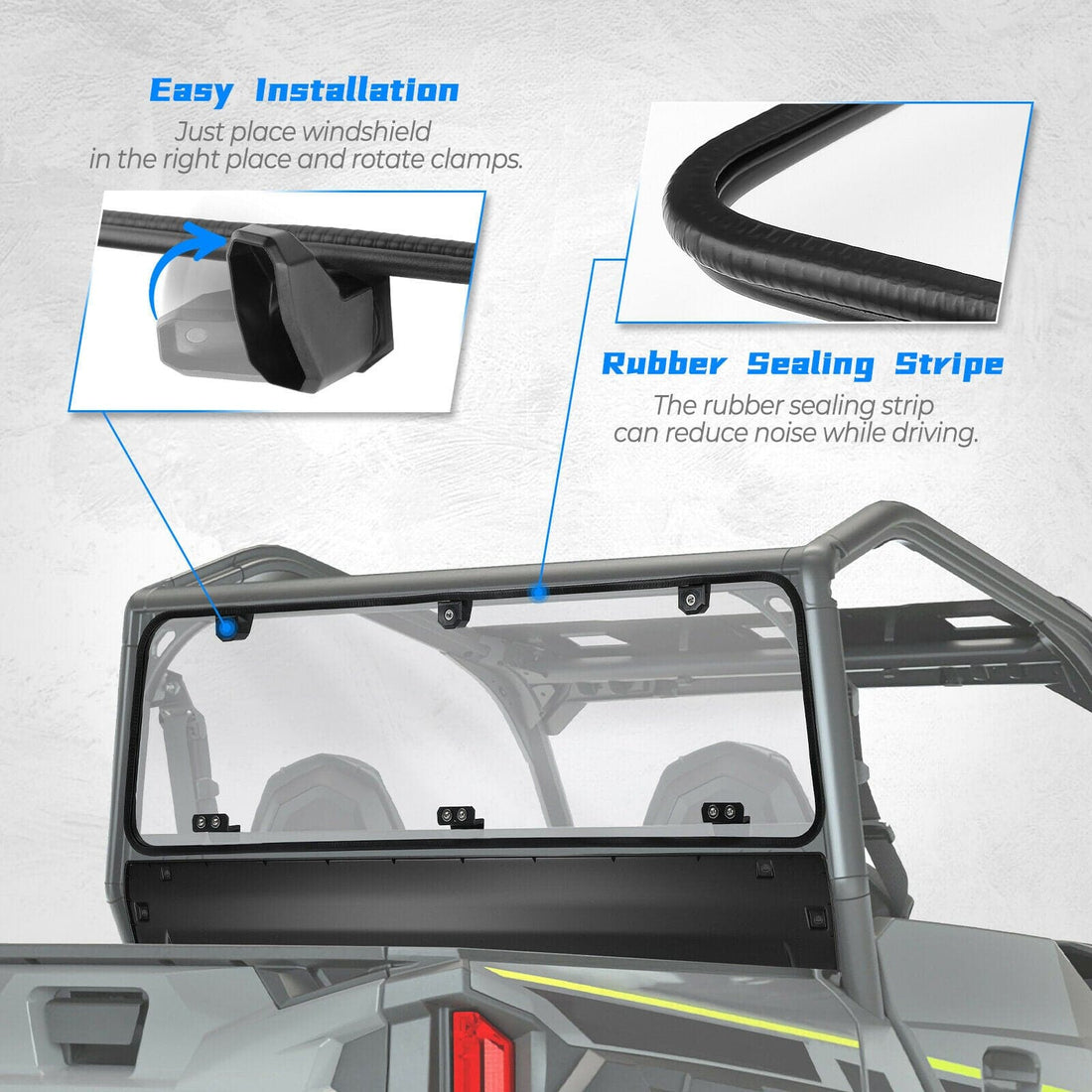 Rear Windshield Clear for Polaris General 1000 /4 2016-2026 - view 7