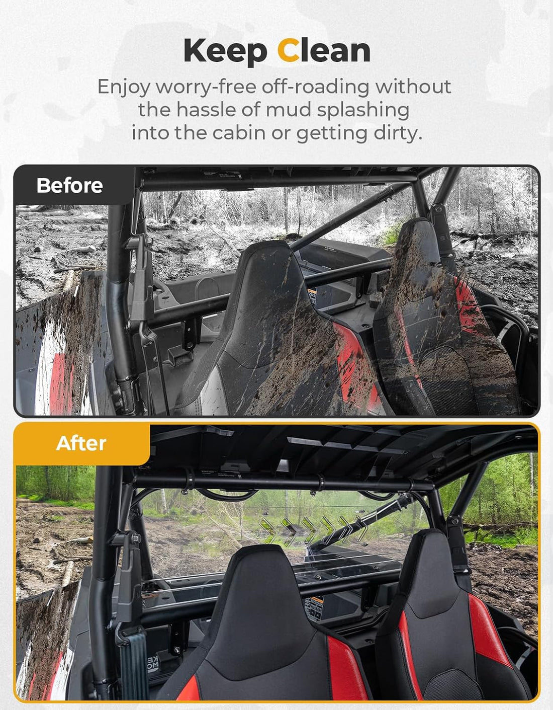 Vented Clear Rear Windshield for Polaris RZR XP 1000 2024-2025 - view 3
