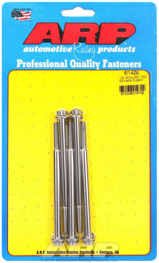 S/S Bolt Kit - 12pt. (5) 1/4-20 x 4.250 - 6114250