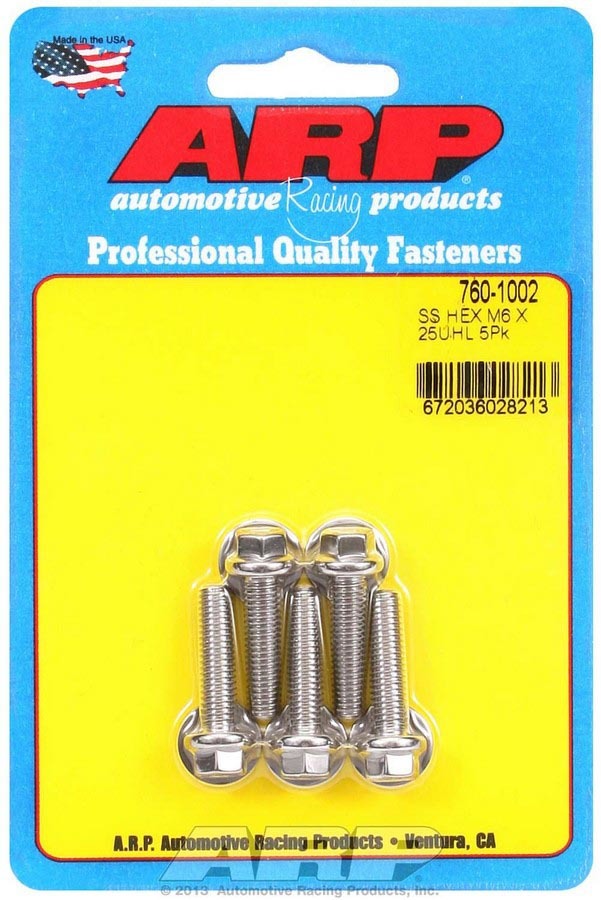 SS Bolt Kit - 6pt 5pk 6mm x 1.00 x 25mm - 7601002
