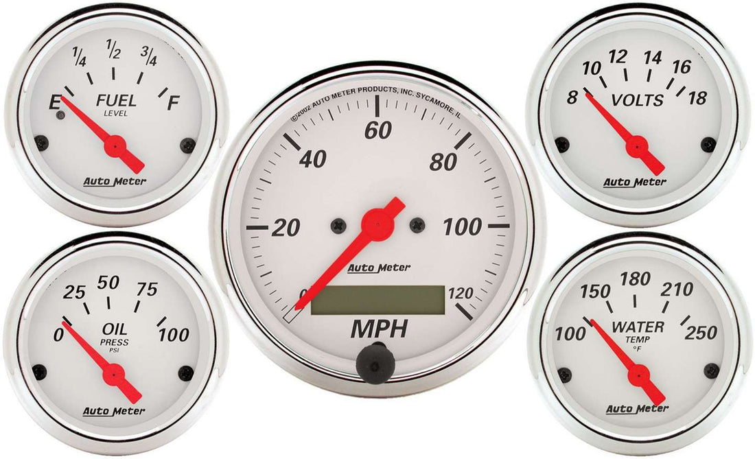 Arctic White Gauge Kit W/Red Pointer - 1302