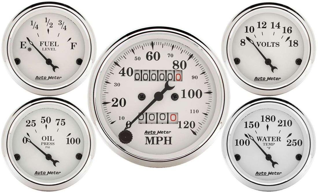 Old Tyme White Gauge Kit Mech Speedo - 1601