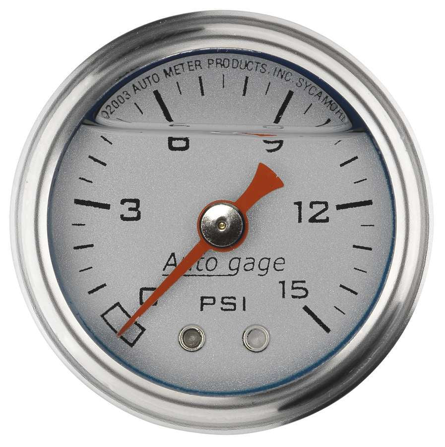 1-1/2in Pressure Gauge - 0-15psi - Silver Face - 2178