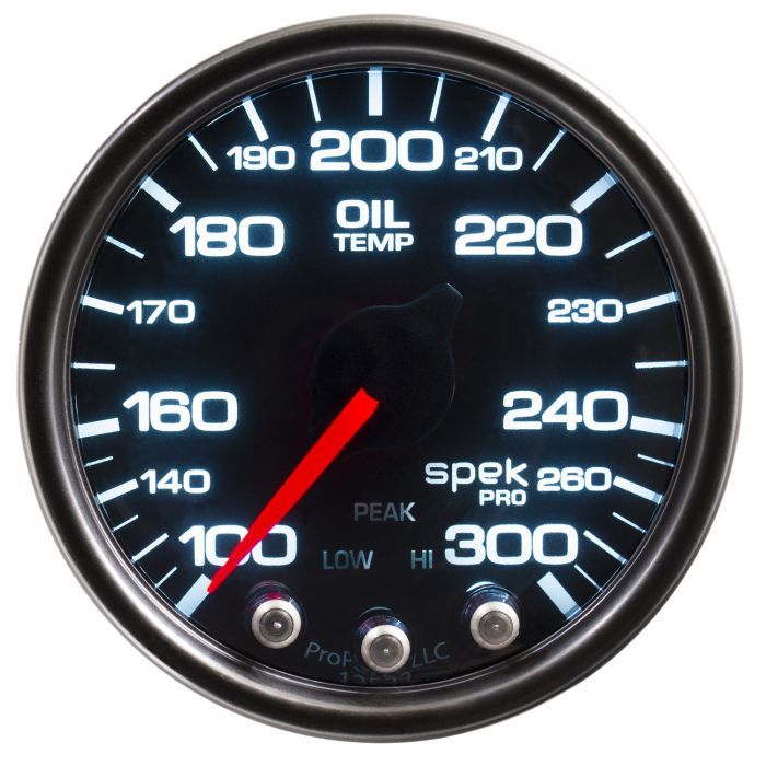 2-1/16 Oil Temp Gauge 100-300 Deg Black Dial - P32252