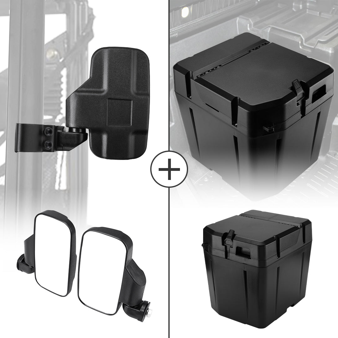 Adjustable Side Mirrors & Under Seat Storage Box for Polaris Ranger - view 1
