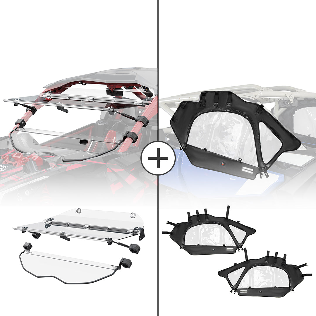 Flip Windshield and Soft Cab Enclosures for 2017+ Can-Am Maverick X3 - view 1