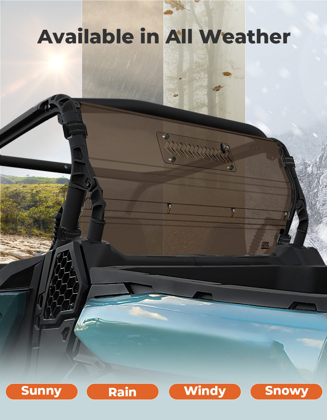 Vented Tinted Rear Windshield for Can-Am Commander - view 3