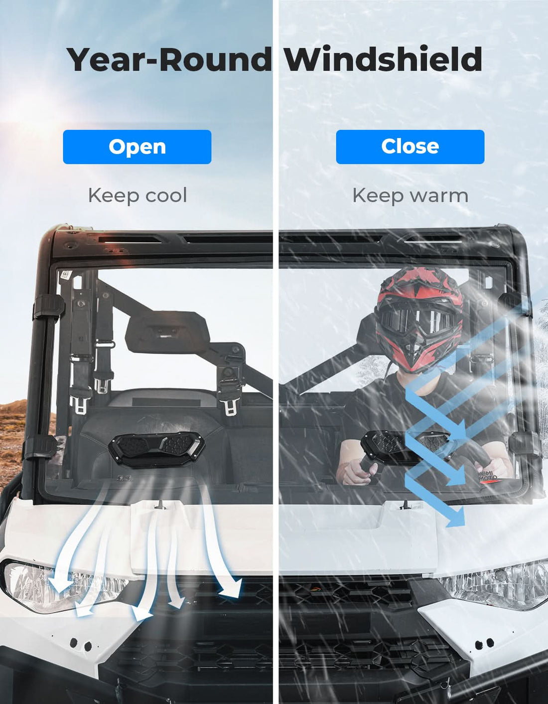 3-in-1 Vented Windshield for Polaris Ranger 1000 & XP 900 / 1000 (2014-2026) - view 2