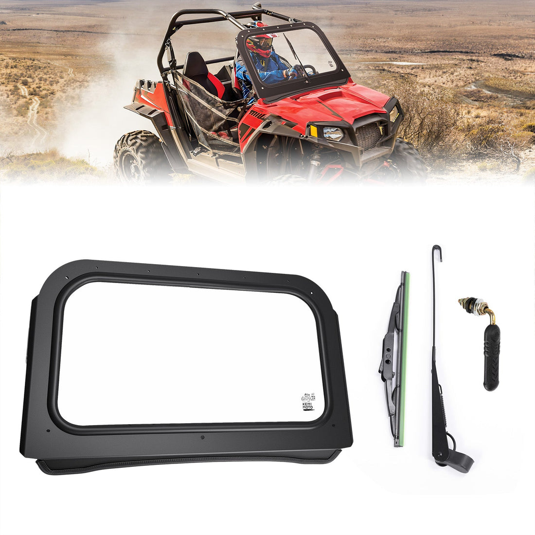 Full Front Windshield with Manual Wiper for Polaris RZR 570 / 800 / XP 900 (2008-2014) - view 1