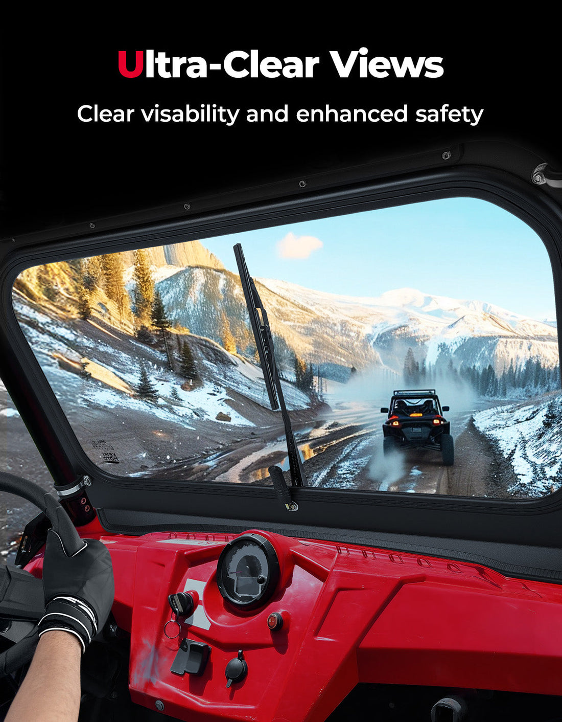 Full Front Windshield with Manual Wiper for Polaris RZR 570 / 800 / XP 900 (2008-2014) - view 6
