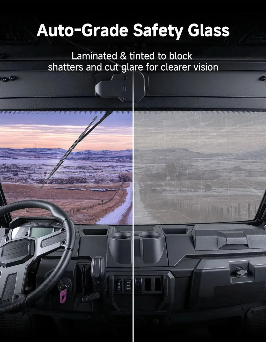 UTV 9 / 32" Glass Windshield with Trigger-Activated Electric Wiper for Polaris Ranger 1000 / XP 1000 / XP 900 & Crew 2013-2026 - view 4