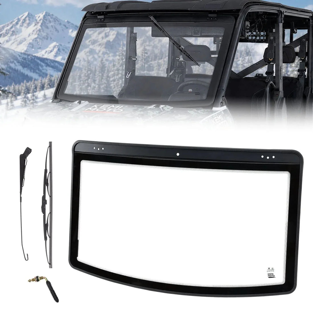 UTV 7MM Laminated Glass Windshield with Manual Wipers for Polaris Ranger 1000 / XP 1000 / 900 / XP 900 & Crew Models - view 1