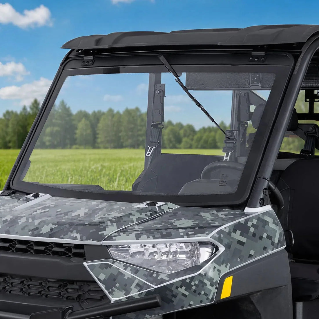 UTV 7MM Laminated Glass Windshield with Manual Wipers for Polaris Ranger 1000 / XP 1000 / 900 / XP 900 & Crew Models - view 2