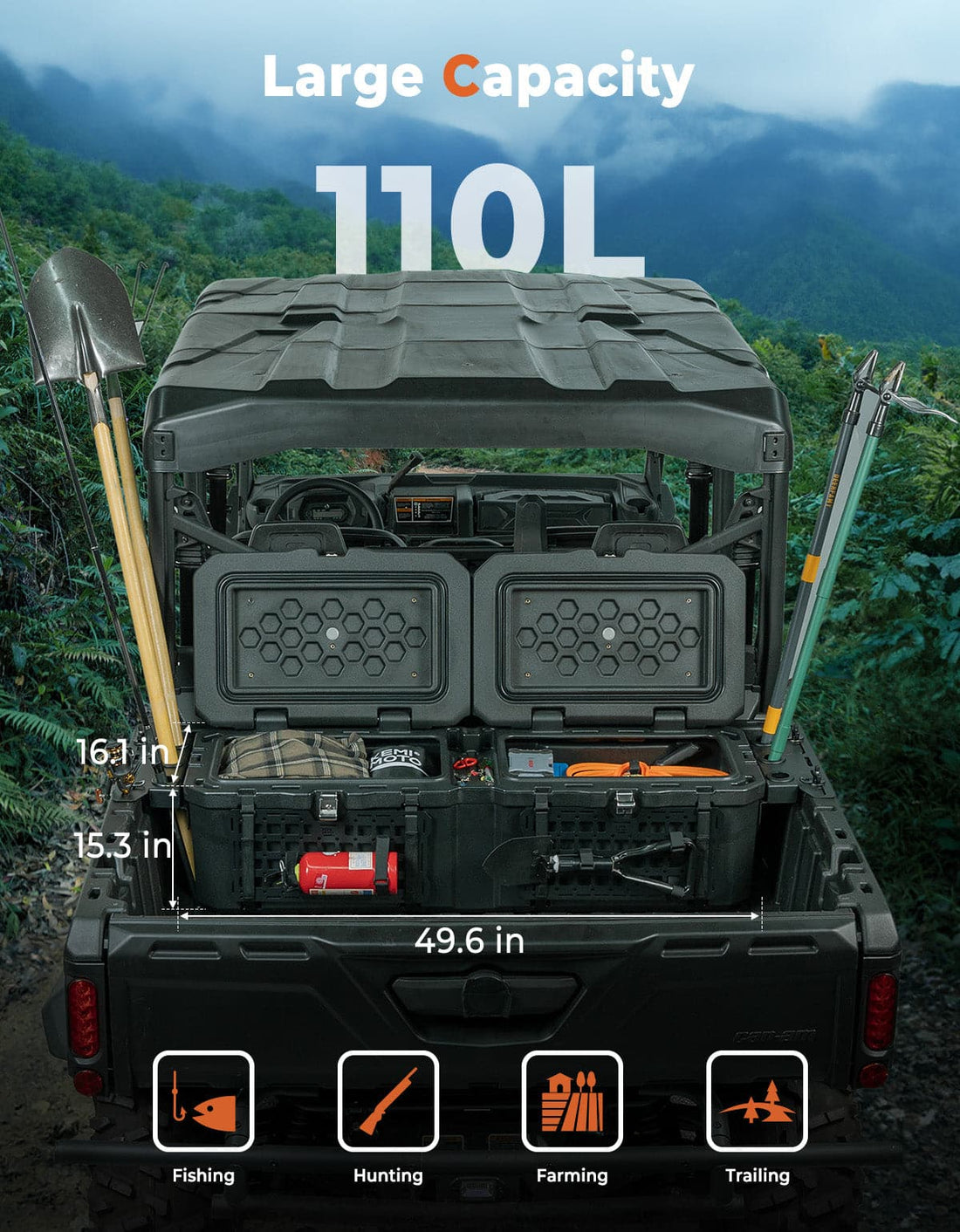 110L Lockable Cargo Box for Can-Am Defender HD10|9|8|7|5 - view 2