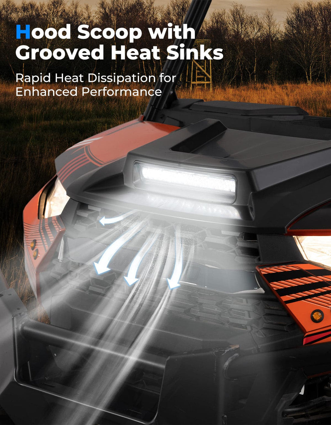 Hood Scoop with LED Spot Light for Polaris Ranger XP 1000 / Crew - view 5