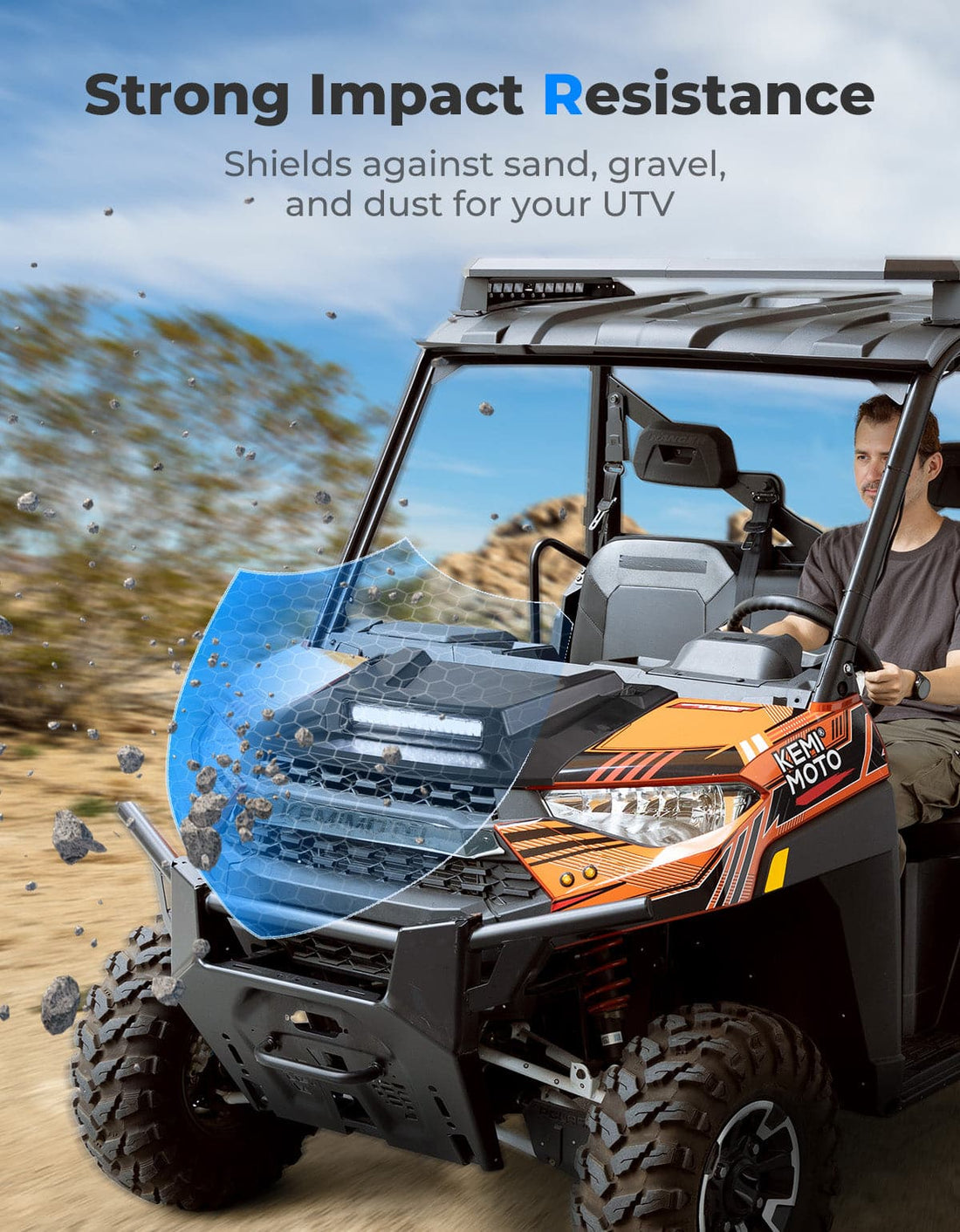 Hood Scoop with LED Spot Light for Polaris Ranger XP 1000 / Crew - view 7