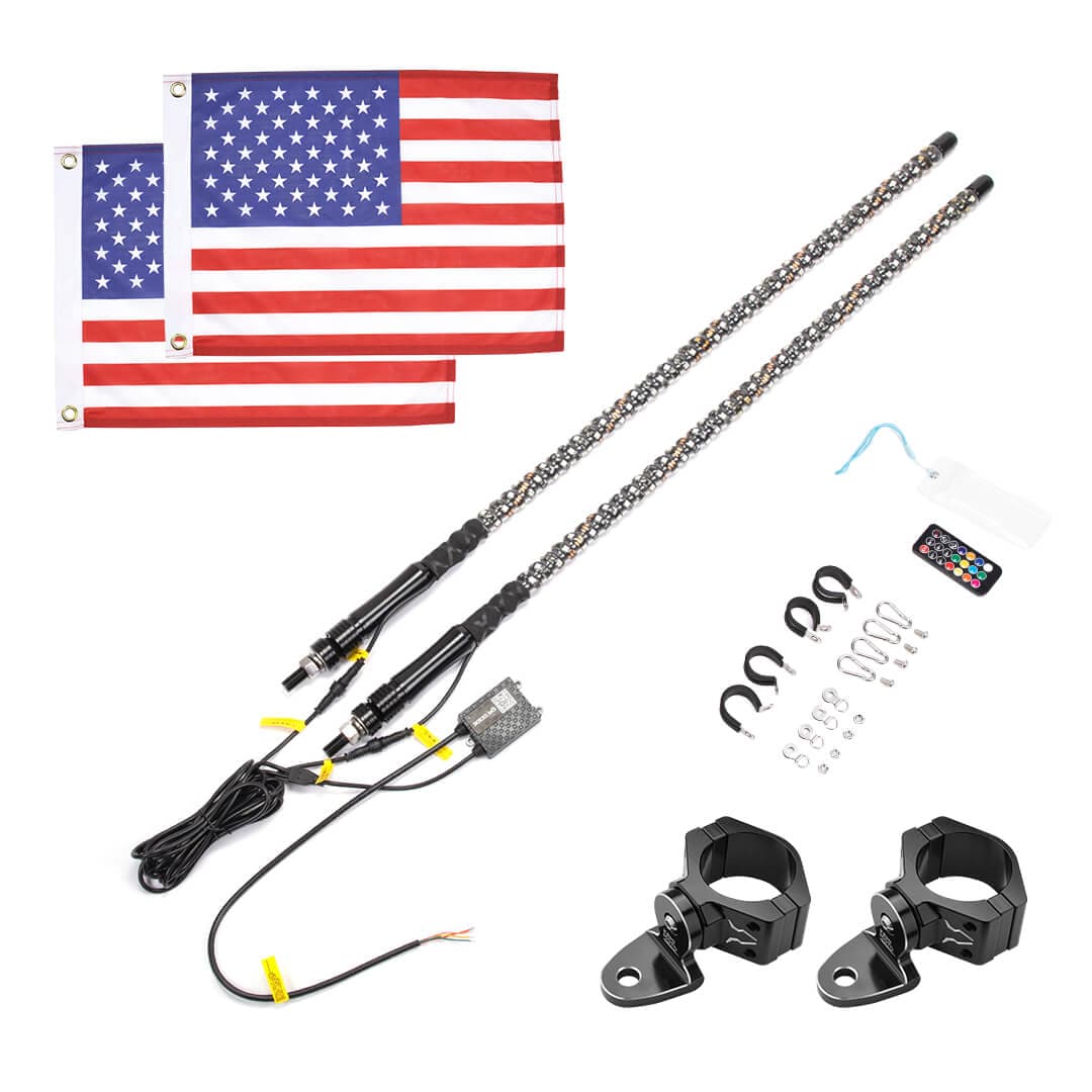 3FT 2PCS Spiral Whip Light Bluetooth Control for Polaris RZR - view 7
