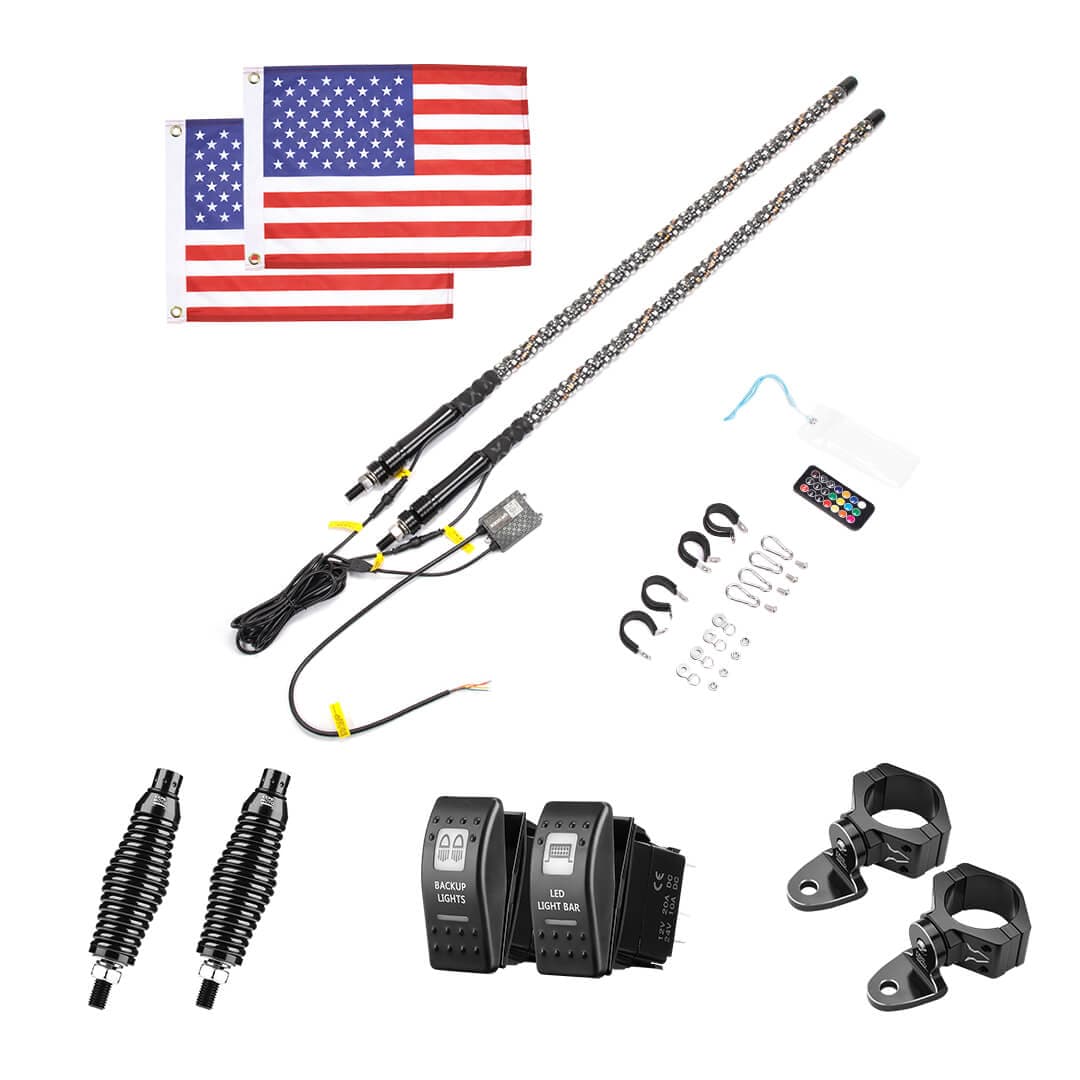 3FT 2PCS Spiral Whip Light Bluetooth Control for Can-Am Maverick X3 - view 9