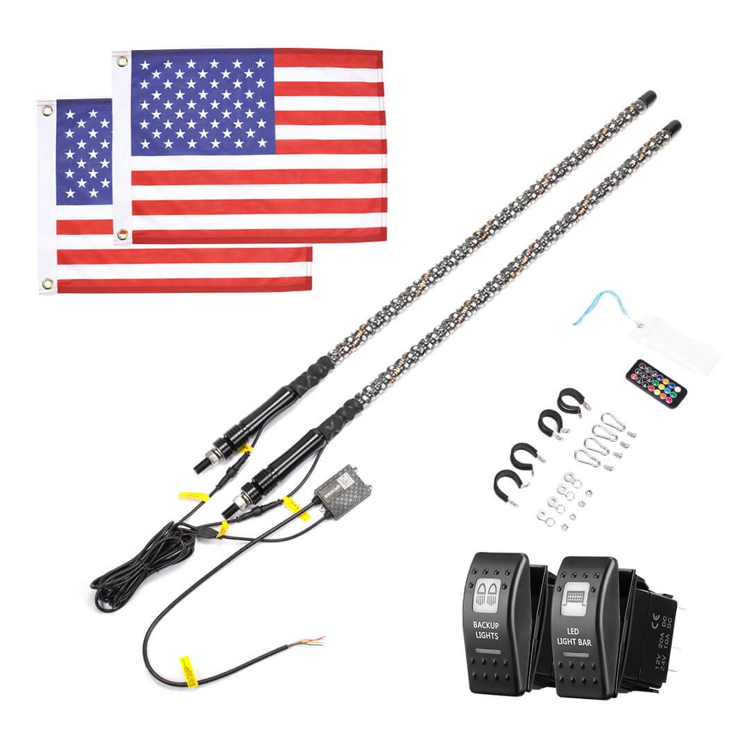 3FT 2PCS Spiral Whip Light Bluetooth Control for Polaris RZR - view 10