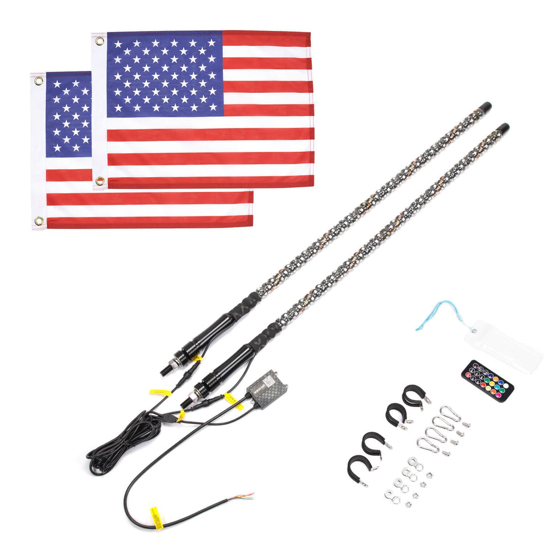 3FT 2PCS Spiral Whip Light Bluetooth Control for Polaris RZR - view 1