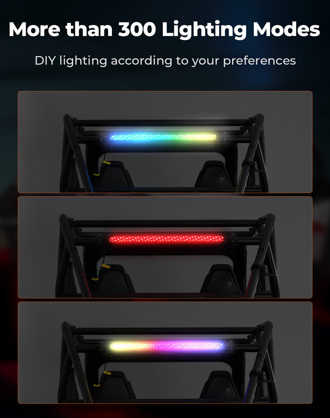 30" LED Chase Light Bar fit 1.5” Roll Cage for Polaris RZR, Can-Am Maverick X3 - view 4