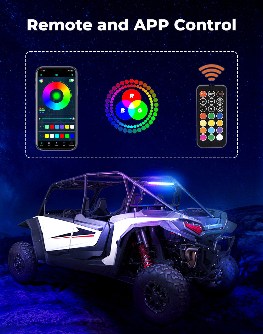 30" LED Chase Light Bar fit 1.5” Roll Cage for Polaris RZR, Can-Am Maverick X3 - view 6