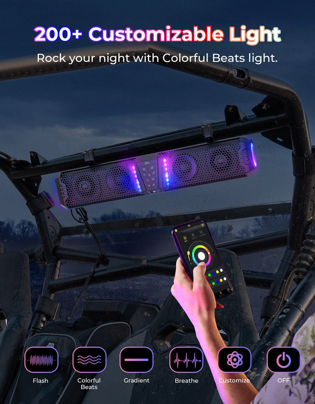 Midnight Gen1.5 Metal Sound Bar for Can-Am Maverick / Trail / Defender / Commander - view 2
