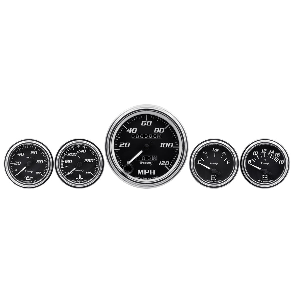 5-Piece Gauge Set Black Face/Chrome Bezel - E7500