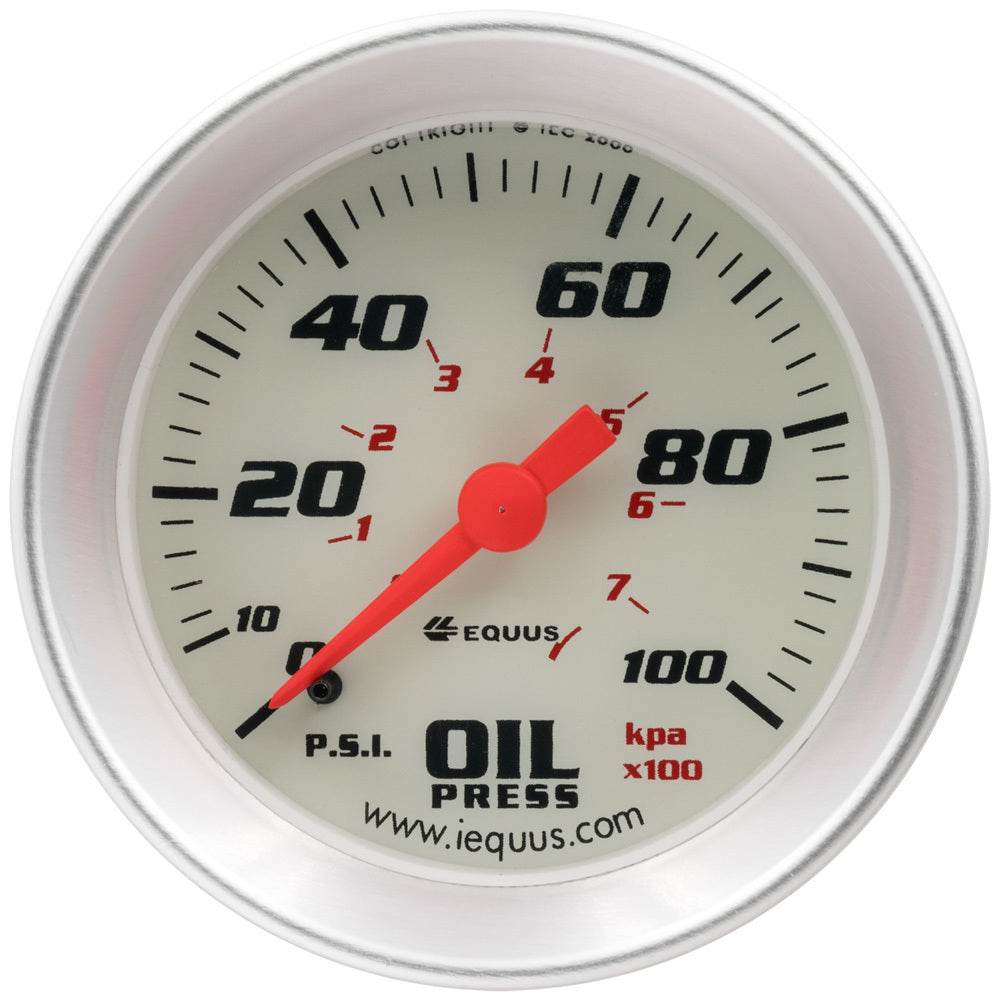 2.0 Dia Oil Pressure Gauge Silver 0-100psi - E8244