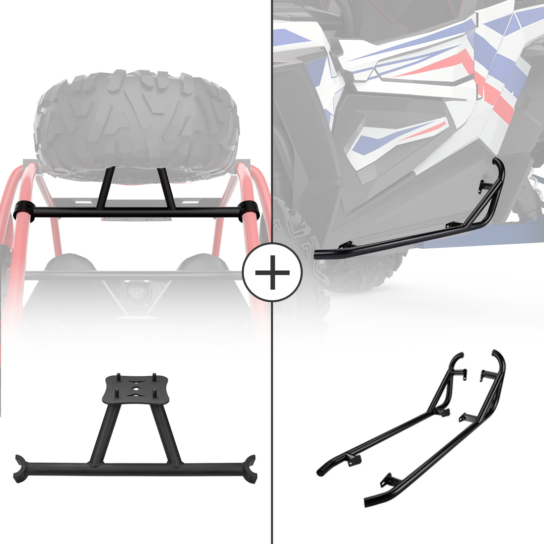 Spare Tire Carrier Mount & Side Nerf Bars Rock Sliders for Polaris RZR XP 1000 - view 1