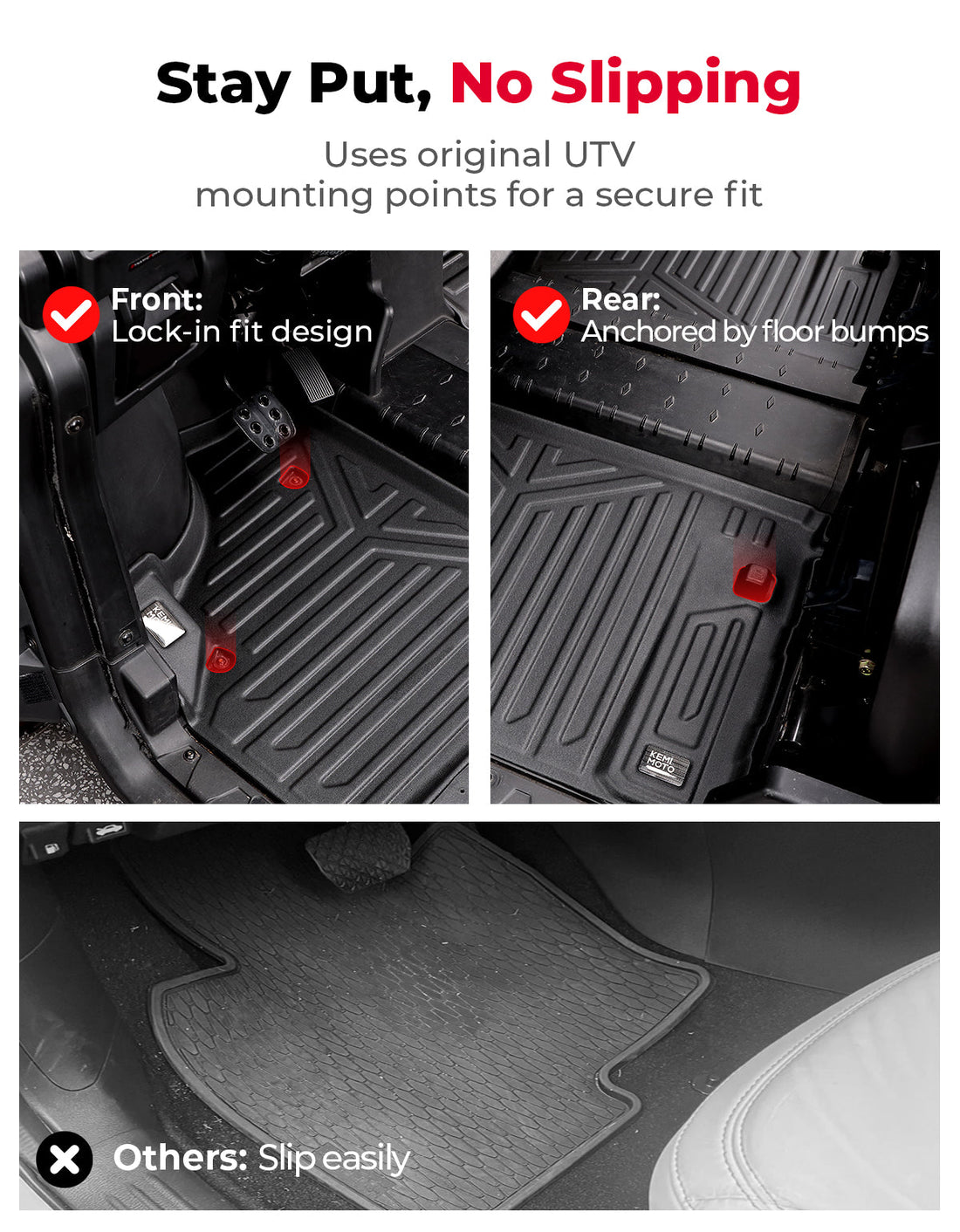 4PCS TPE Floor Mats Anti-Slip for Can-Am Defender Max HD7|8|9|10 - view 3