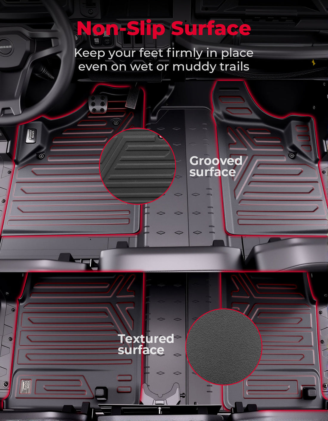4PCS TPE Floor Mats Anti-Slip for Can-Am Defender Max HD7|8|9|10 - view 6