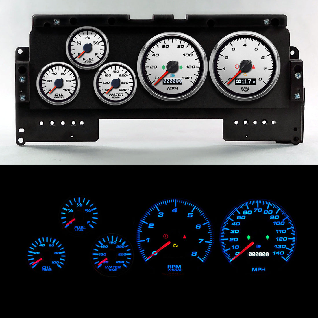 Gauge Kit Ford Truck 92-96 Perf II White - 9220103