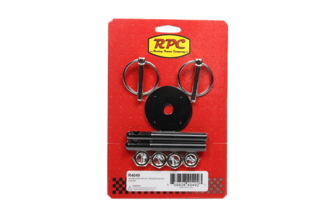 Aluminum Hood Pin Kit Black - R4049