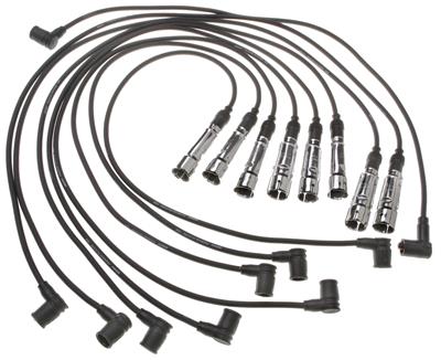 ACDelco Spark Plug Wires, Stock, Silicone, Black Wire, 7mm Diameter, Spiral Core, Mercedes-Benz, Set - 9288W