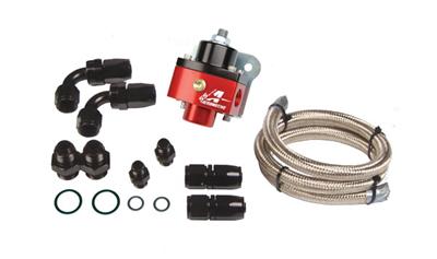 Aeromotive Fuel Pressure Regulator, Black, Red, 5-12 psi., Includes AEI-13201 Regulator, Hose, Hose - 17120