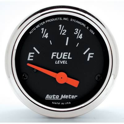 AutoMeter Gauge, Designer Black, Fuel Level, Empty/Full, 73 Ohms/10 Ohms, 2 1/16 in., Analog - 1423